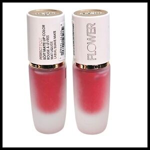 2 x Flower Beauty Perfect Pout Soft Matte Lip Color ICON Red 0.18 fl oz